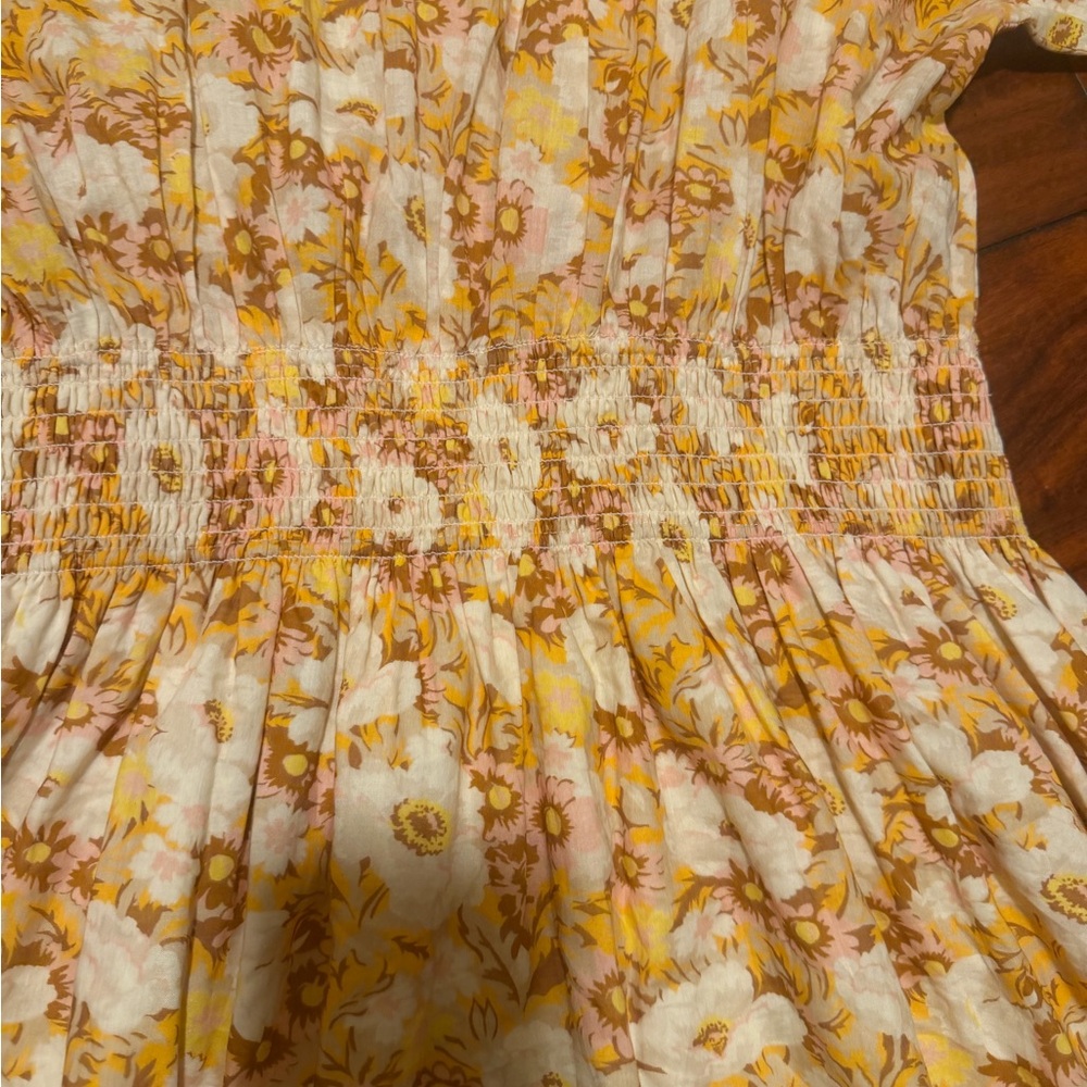 Christy Dawn Yellow Floral Puff-Sleeve Mini Dress with Smocked Waist - Picture 9 of 16